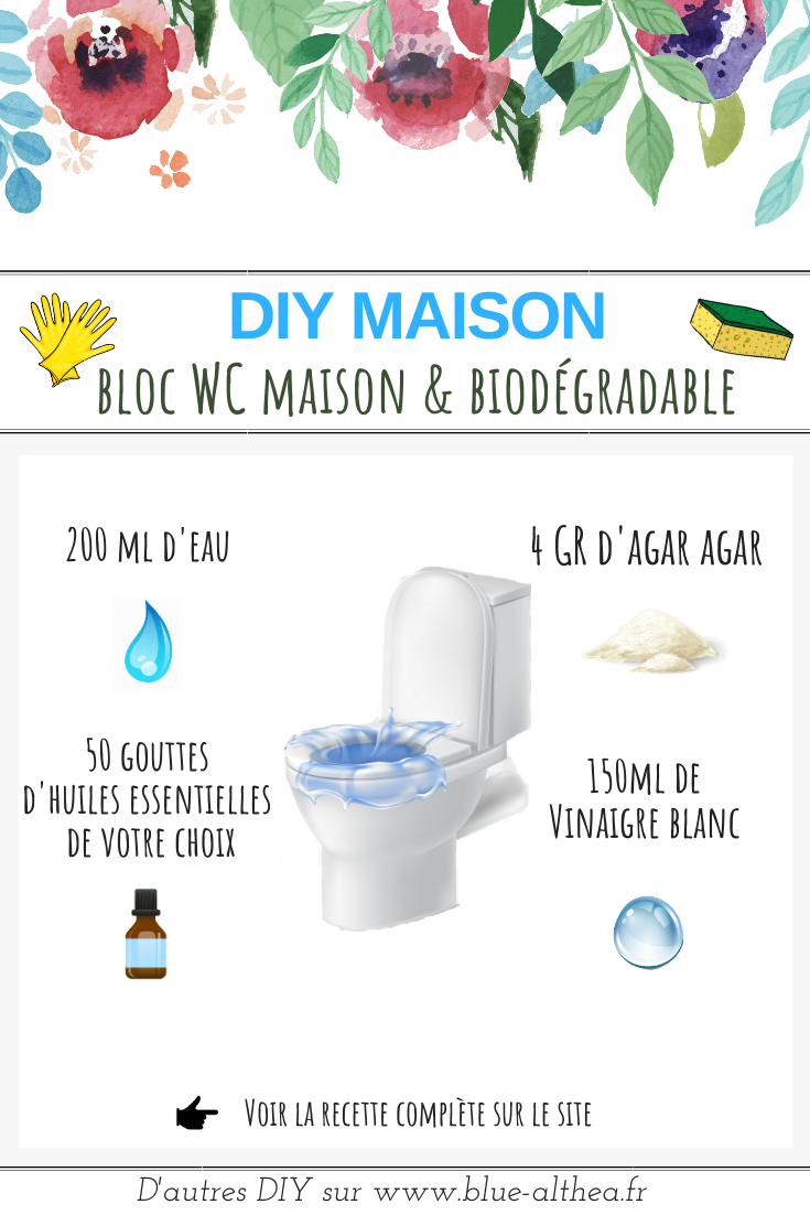 DIY bloc WC maison & naturels , Ces blocs WC sont totalement biodégradable, ne pollue pas les océans et permettent à vos WC de rester blancs grâce à la présence de vinaigre blanc ! Une recette facile et rapide à réaliser, plus d'excuses pour ne pas faire vos blocs WC maison